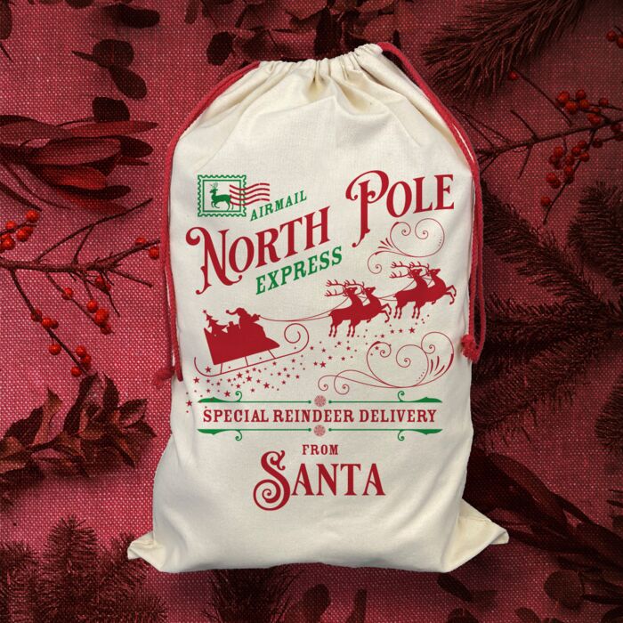 Santa's Sack Large Linen 50cm x 66cm Thumbnail